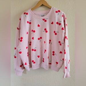 NWT! Grayson Threads, Pink Cherry Print Sweatshirt, Size Medium